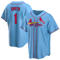 Kooe St. Louis Cardinals #1 Ozzie Smith Player Light Blue Home Game Stitched Jerseys