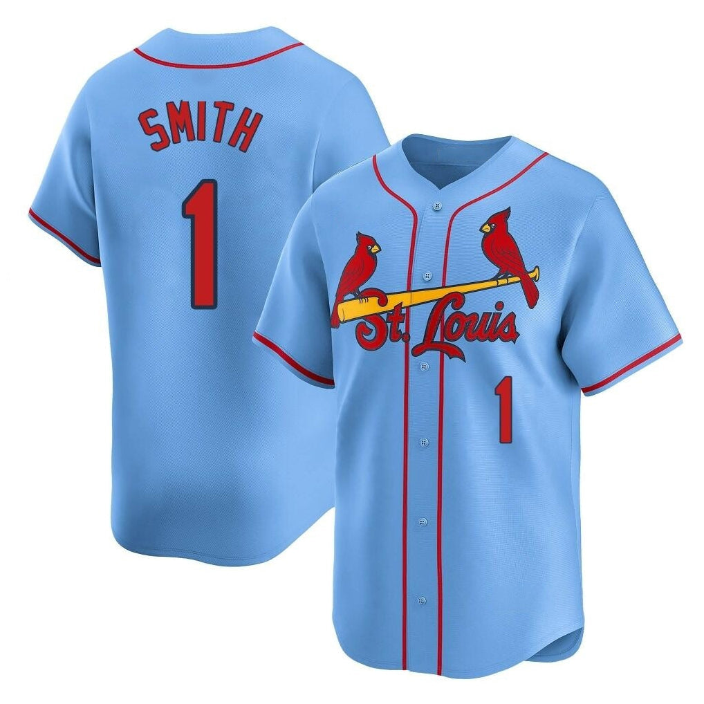 Kooe St. Louis Cardinals #1 Ozzie Smith Player Light Blue Home Limited Stitched Jerseys