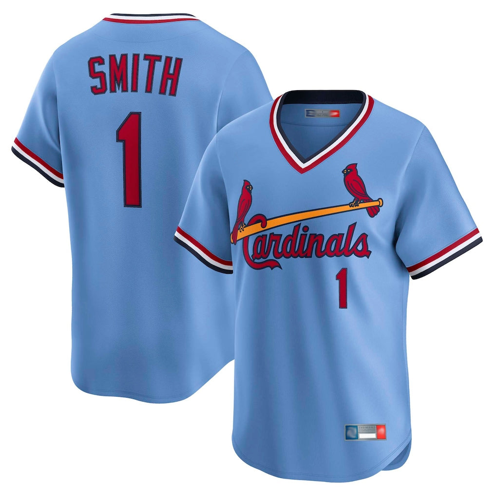 Kooe St. Louis Cardinals #1 Ozzie Smith Player Light Blue Throwback Cooperstown Collection Limited Stitched Jerseys