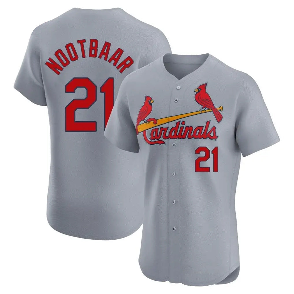 Kooe St. Louis Cardinals #21 Lars Nootbaar Player Gary Home Limited Elite Stitched Jerseys