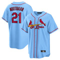 Kooe St. Louis Cardinals #21 Lars Nootbaar Player Light Blue Home Game Stitched Jerseys