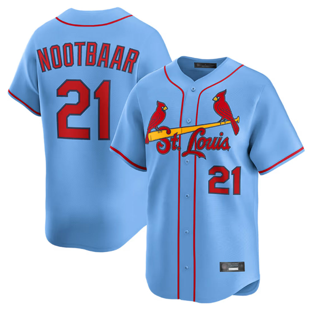 Kooe St. Louis Cardinals #21 Lars Nootbaar Player Light Blue Home Limited Stitched Jerseys