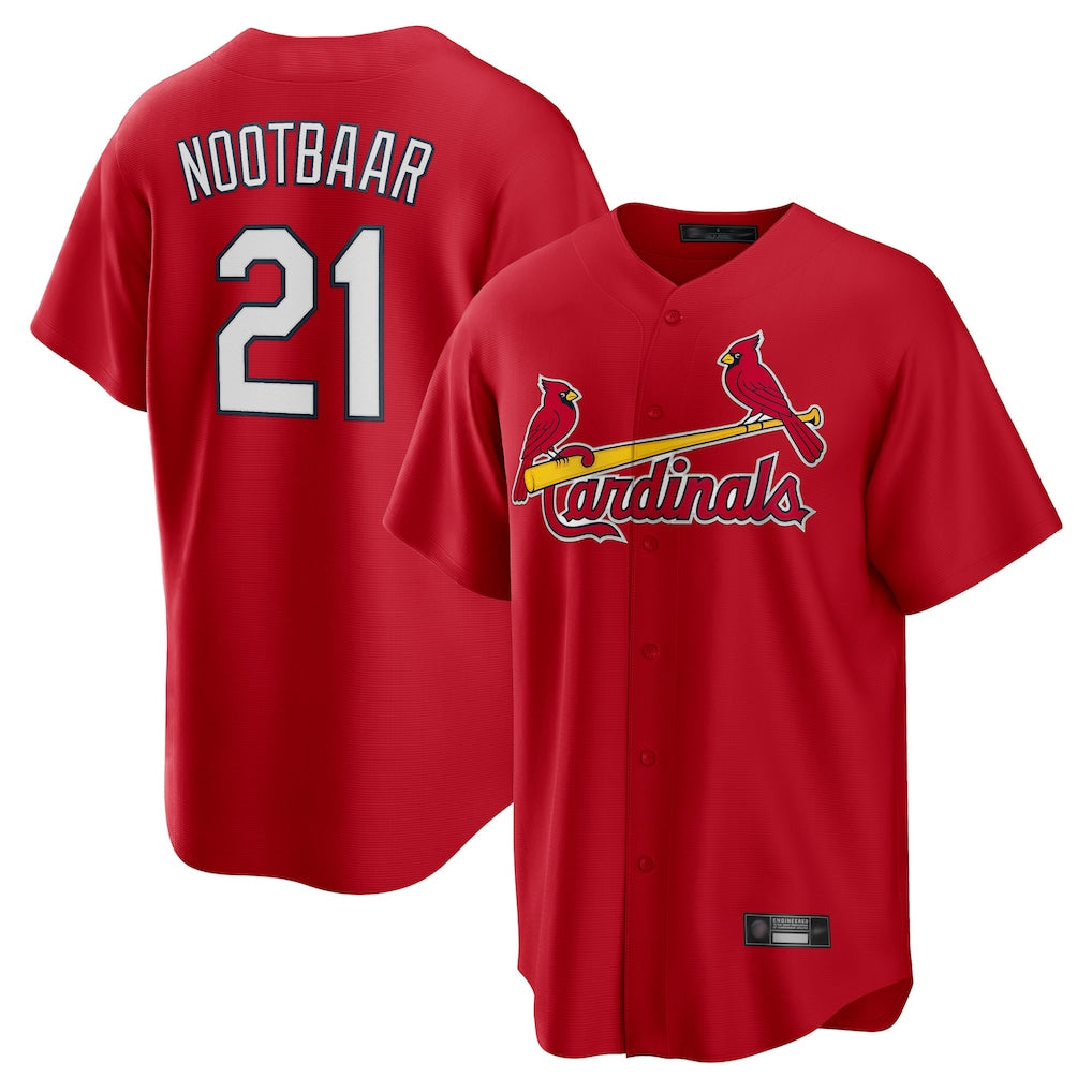 Kooe St. Louis Cardinals #21 Lars Nootbaar Player Red Home Game Stitched Jerseys