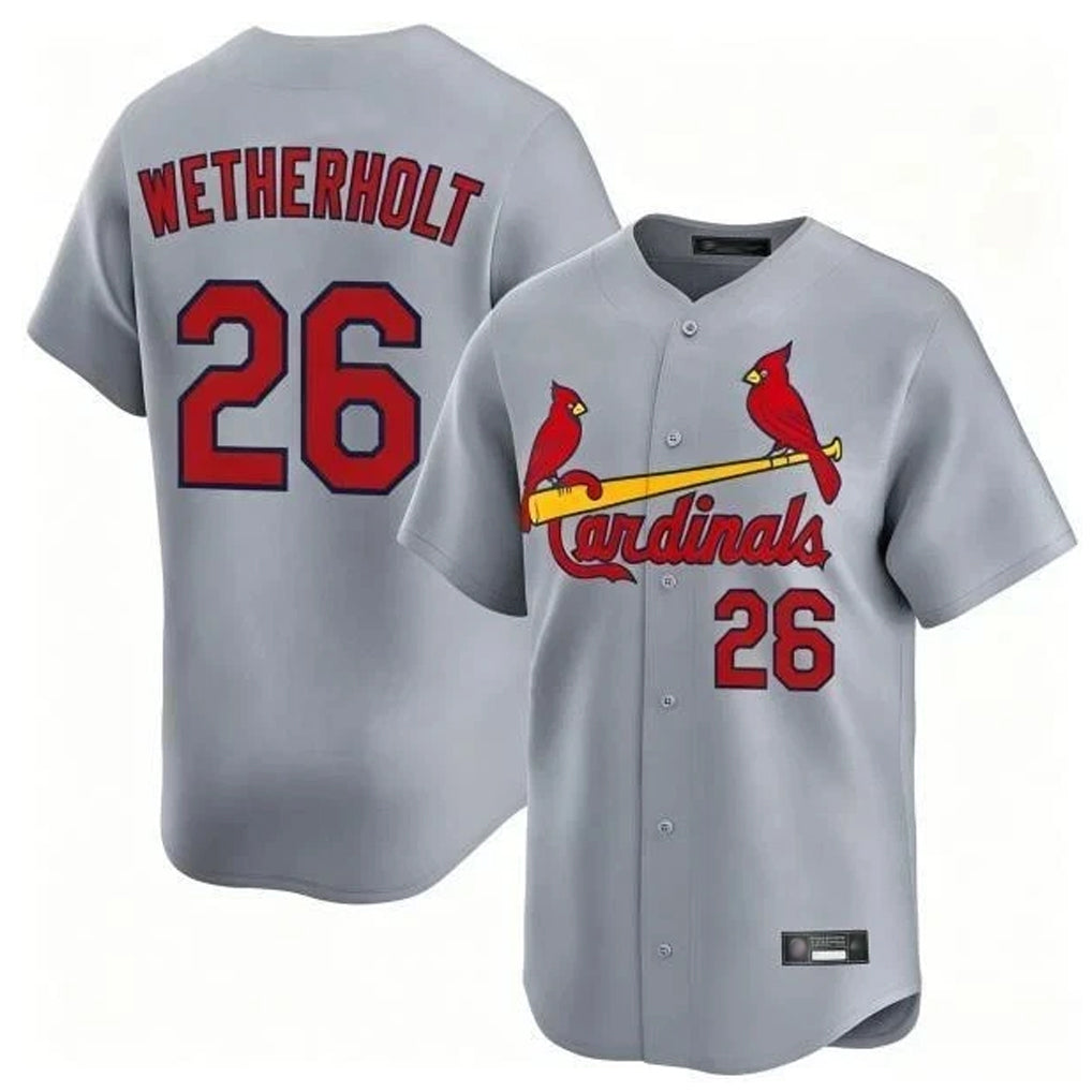 Kooe St. Louis Cardinals #26 JJ Wetherholt Player Gray Home Limited Stitched Jerseys
