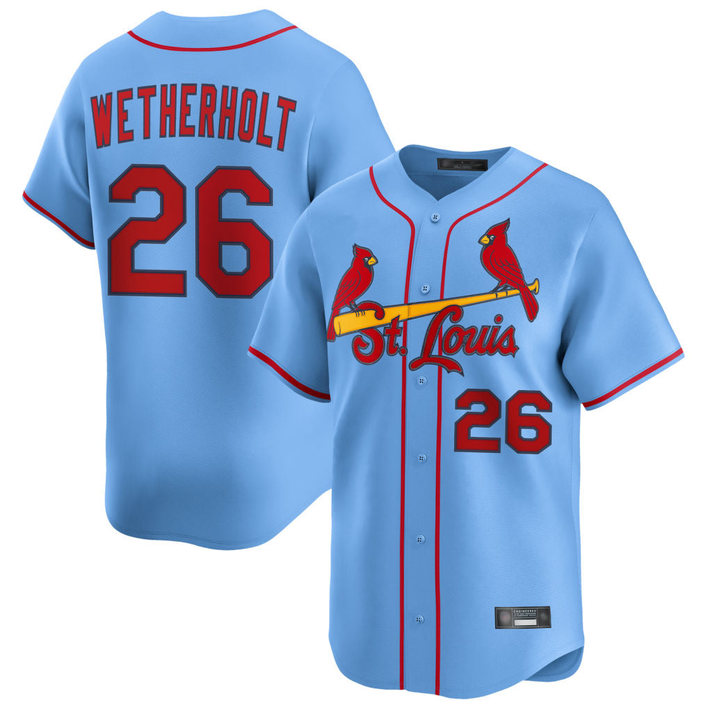 Kooe St. Louis Cardinals #26 JJ Wetherholt Player Light Blue Home Limited Stitched Jerseys