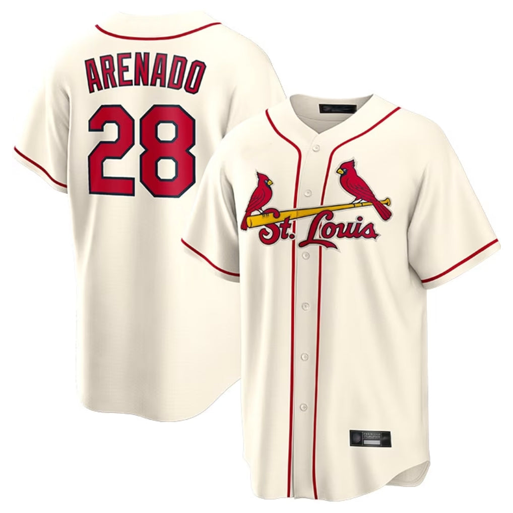 Kooe St. Louis Cardinals #28 Nolan Arenado Player Cream Home Game Stitched Jerseys
