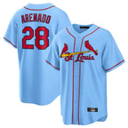 Kooe St. Louis Cardinals #28 Nolan Arenado Player Light Blue Home Game Stitched Jerseys