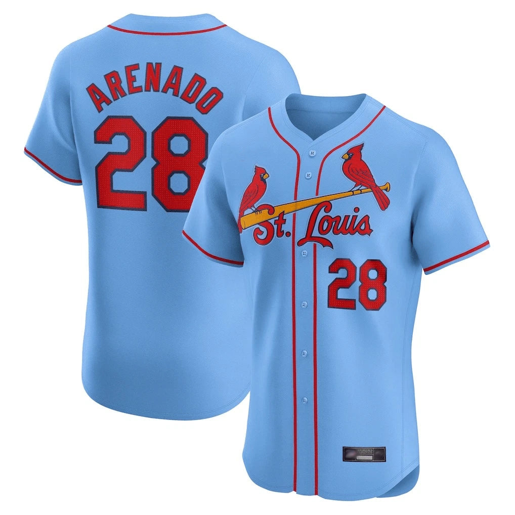 Kooe St. Louis Cardinals #28 Nolan Arenado Player Light Blue Home Limited Elite Stitched Jerseys