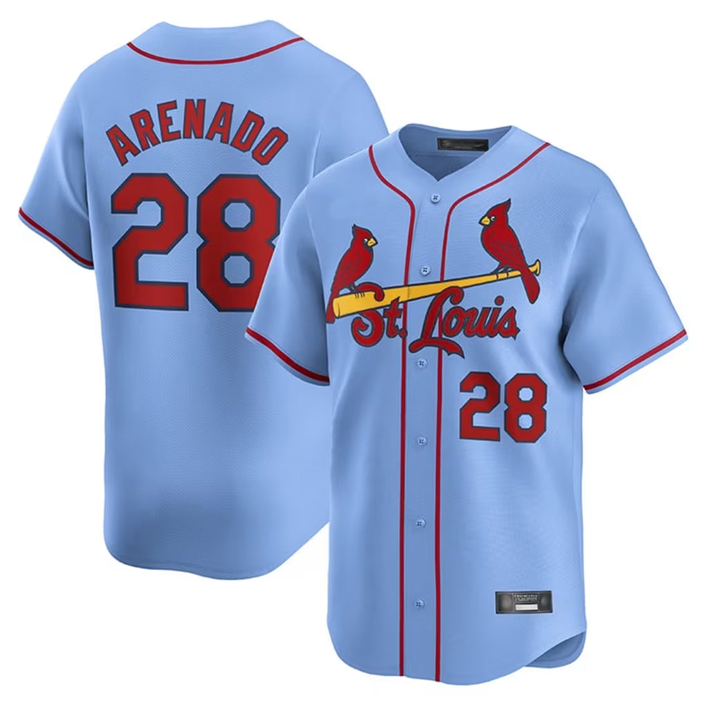 Kooe St. Louis Cardinals #28 Nolan Arenado Player Light Blue Home Limited Stitched Jerseys