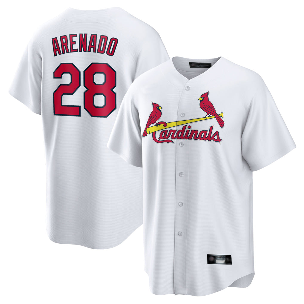Kooe St. Louis Cardinals #28 Nolan Arenado Player White Home Game Stitched Jerseys