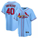 Kooe St. Louis Cardinals #40 Willson Contreras Player Light Blue Home Game Stitched Jerseys
