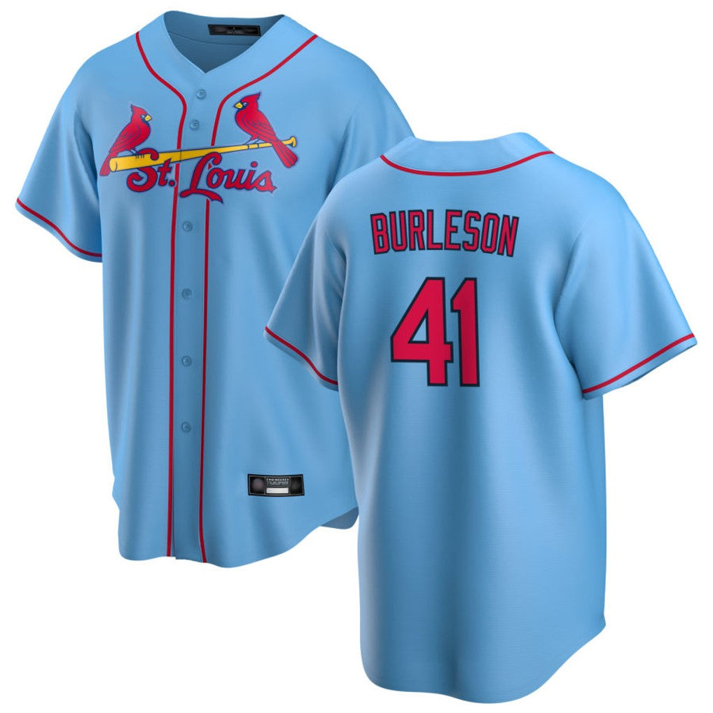 Kooe St. Louis Cardinals #41 Alec Burlesona Player Light Blue Home Game Stitched Jerseys