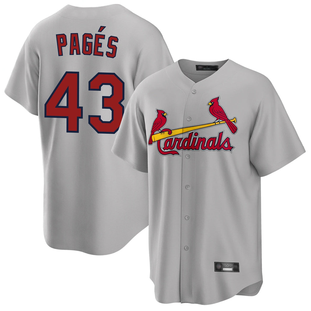 Kooe St. Louis Cardinals #43 Pedro Pages Player Gray Home Game Stitched Jerseys