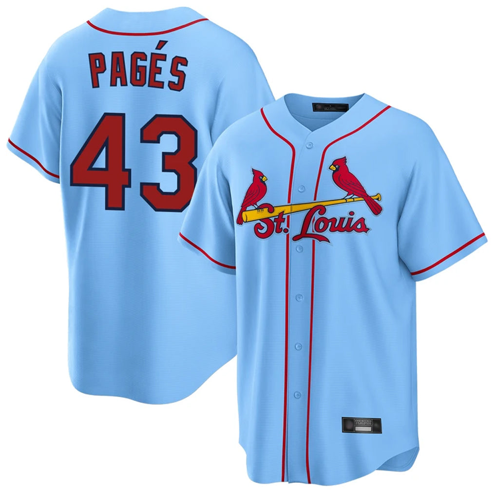 Kooe St. Louis Cardinals #43 Pedro Pages Player Light Blue Home Game Stitched Jerseys