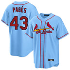 Kooe St. Louis Cardinals #43 Pedro Pages Player Light Blue Home Game Stitched Jerseys
