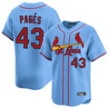 Kooe St. Louis Cardinals #43 Pedro Pages Player Light Blue Home Limited Stitched Jerseys