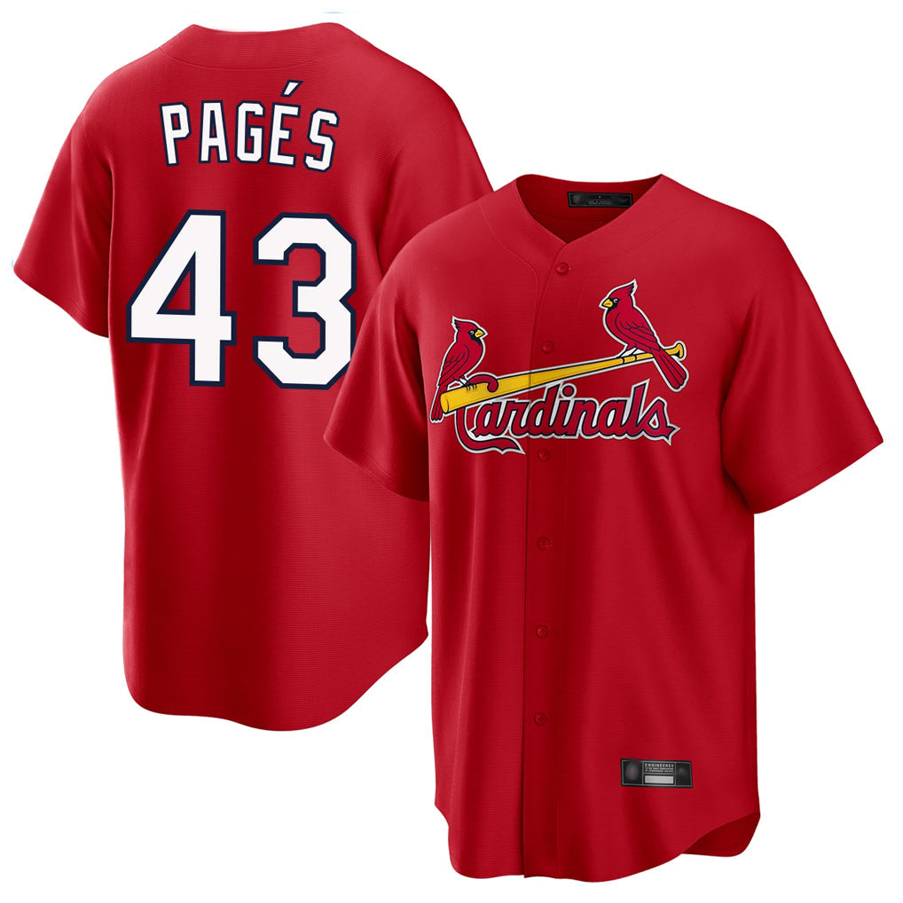 Kooe St. Louis Cardinals #43 Pedro Pages Player Red Home Game Stitched Jerseys