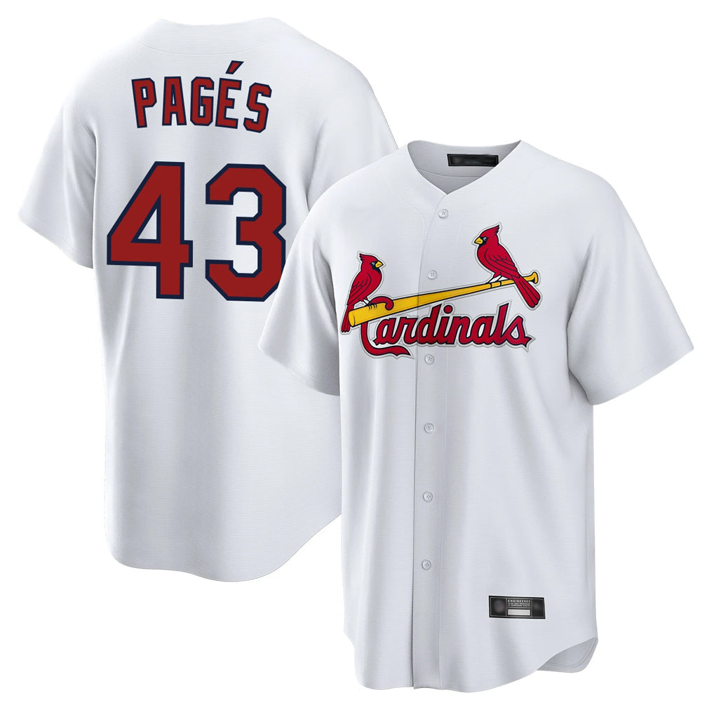 Kooe St. Louis Cardinals #43 Pedro Pages Player White Home Game Stitched Jerseys