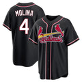 Kooe St. Louis Cardinals #4 Yadier Molina Player Black Carbon Fashio Game Stitched Jerseys