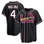Kooe St. Louis Cardinals #4 Yadier Molina Player Black Carbon Fashio Game Stitched Jerseys