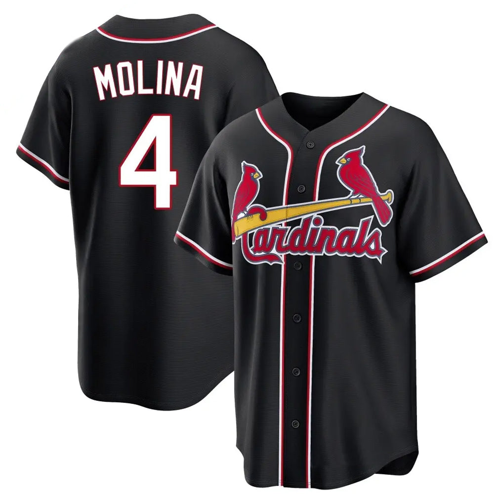 Kooe St. Louis Cardinals #4 Yadier Molina Player Black Carbon Fashio Game Stitched Jerseys