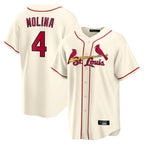 Kooe St. Louis Cardinals #4 Yadier Molina Player Cream Home Game Stitched Jerseys