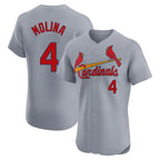 Kooe St. Louis Cardinals #4 Yadier Molina Player Gray Home Limited Elite Stitched Jerseys