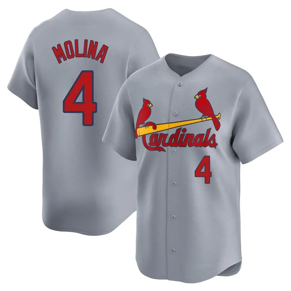 Kooe St. Louis Cardinals #4 Yadier Molina Player Gray Home Limited Stitched Jerseys