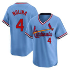 Kooe St. Louis Cardinals #4 Yadier Molina Player Light Blue City Connect Home T-shirt Stitched Jerseys
