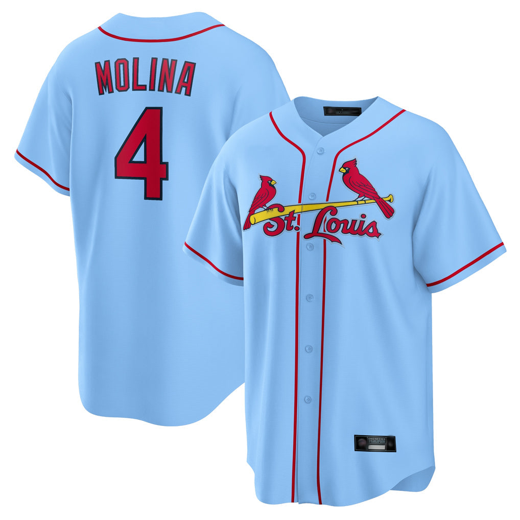 Kooe St. Louis Cardinals #4 Yadier Molina Player Light Blue Home Game Stitched Jerseys