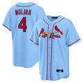 Kooe St. Louis Cardinals #4 Yadier Molina Player Light Blue Home Game Stitched Jerseys