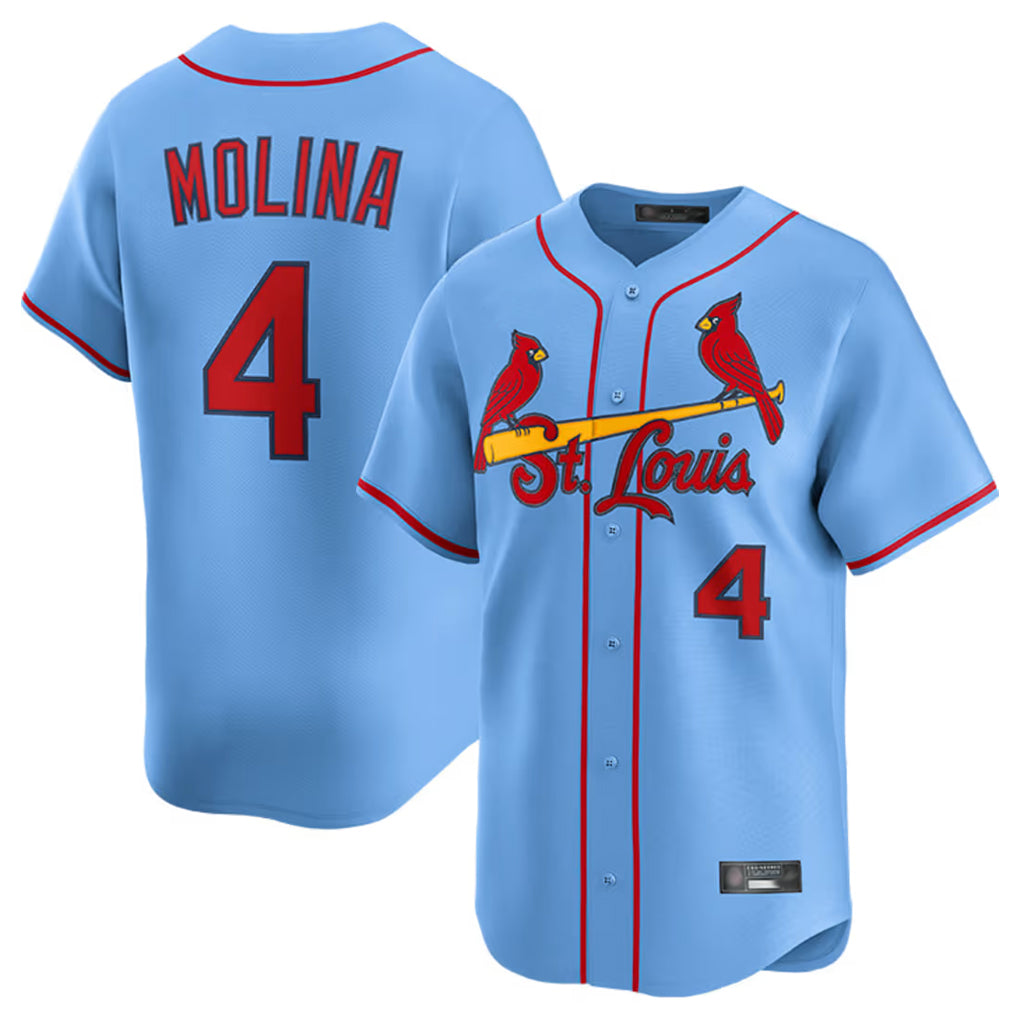 Kooe St. Louis Cardinals #4 Yadier Molina Player Light Blue Home Limited Stitched Jerseys
