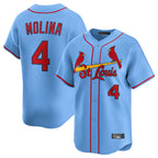 Kooe St. Louis Cardinals #4 Yadier Molina Player Light Blue Home Limited Stitched Jerseys