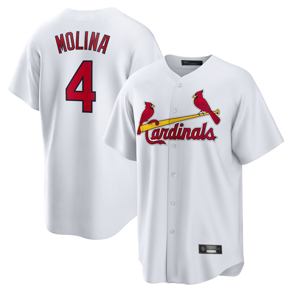 Kooe St. Louis Cardinals #4 Yadier Molina Player White Home Game Stitched Jerseys