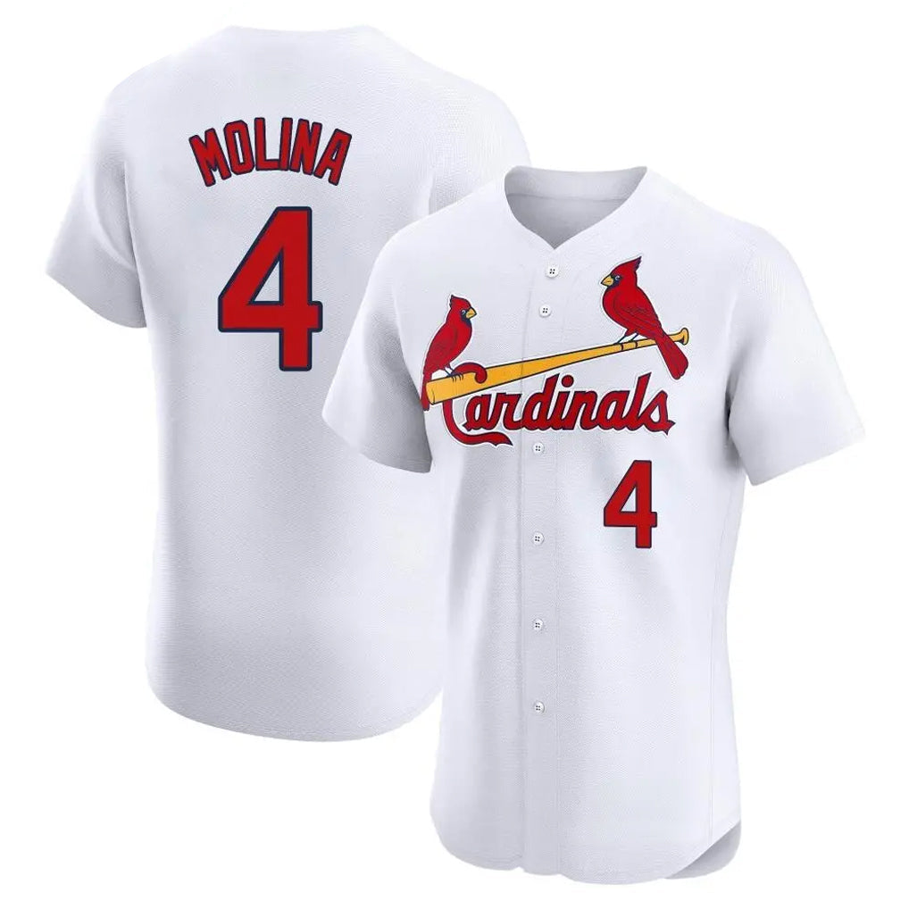 Kooe St. Louis Cardinals #4 Yadier Molina Player White Home Limited Elite Stitched Jerseys