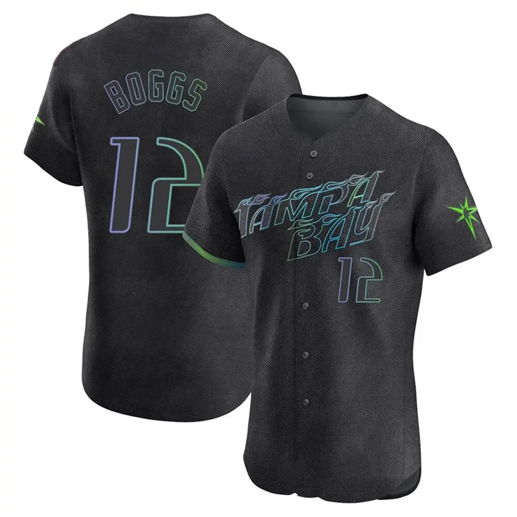 Kooe T.Bay Rays #12 Wade Boggs Player Black City Connect Home Limited Elite Stitched Jerseys