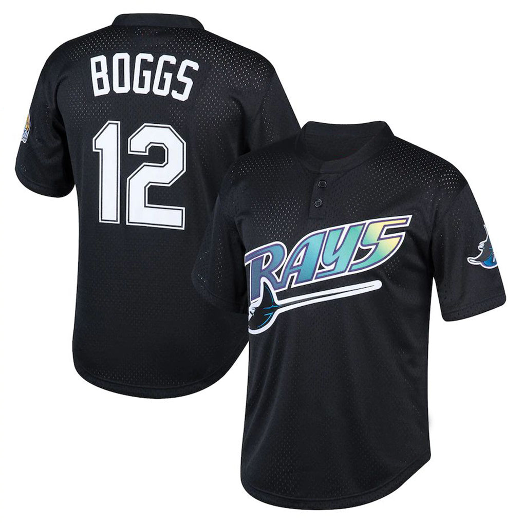 Kooe T.Bay Rays #12 Wade Boggs Player Black Mitchell & Ness Cooperstown Collection Mesh Batting Practice Stitched Jerseys