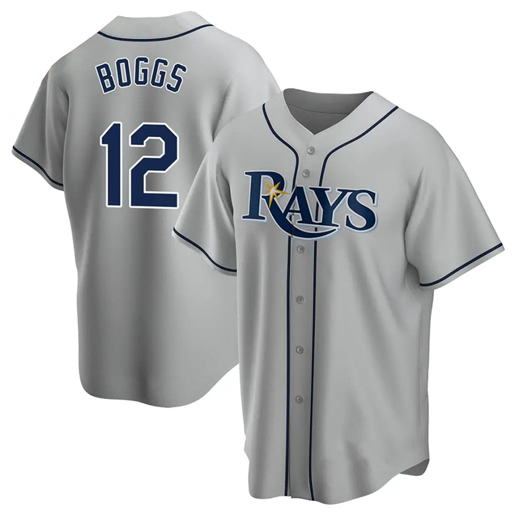 Kooe T.Bay Rays #12 Wade Boggs Player Gray Home Game Stitched Jerseys