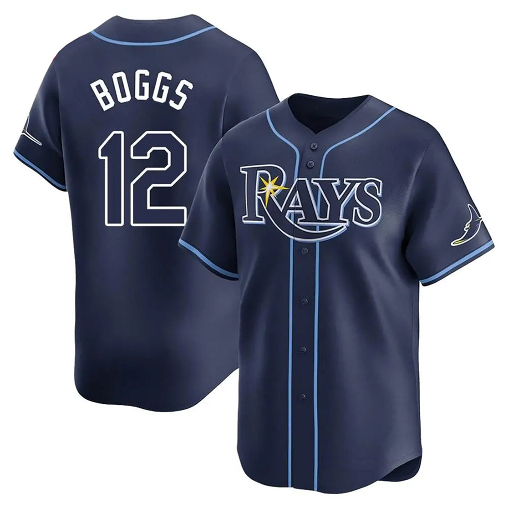 Kooe T.Bay Rays #12 Wade Boggs Player Navy Home Limited Stitched Jerseys