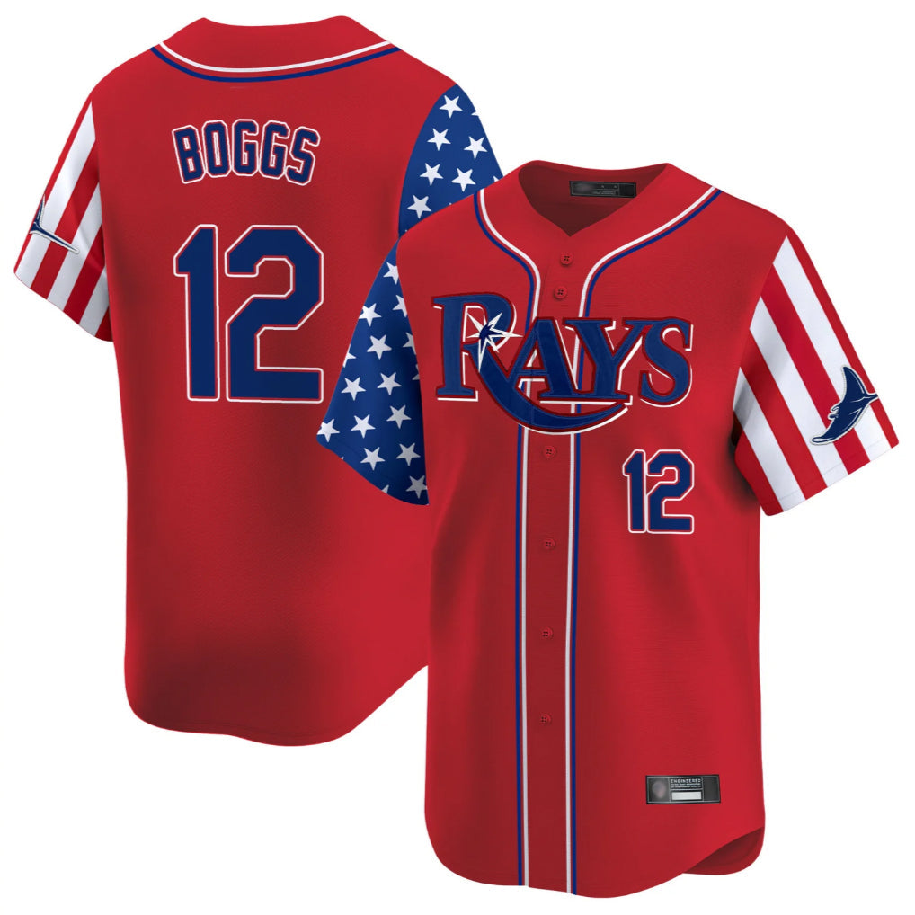 Kooe T.Bay Rays #12 Wade Boggs Player Red 2025 Independence Day Vapor Premier Limited Stitched Jerseys