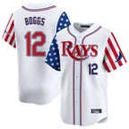 Kooe T.Bay Rays #12 Wade Boggs Player White 2025 Independence Day Vapor Premier Limited Stitched Jerseys
