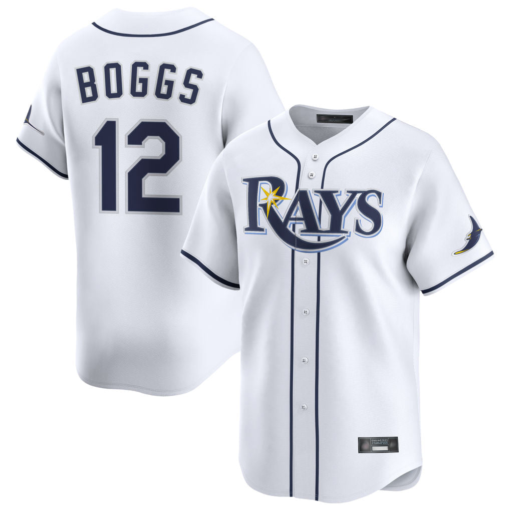 Kooe T.Bay Rays #12 Wade Boggs Player White Home Limited Stitched Jerseys