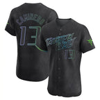 Kooe T.Bay Rays #13 Junior Caminero Player Black City Connect Home Limited Elite Stitched Jerseys