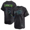 Kooe T.Bay Rays #13 Junior Caminero Player Black City Connect Home Limited Stitched Jerseys