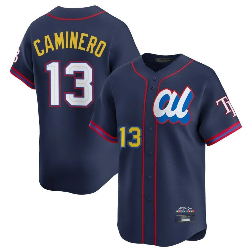 Kooe T.Bay Rays #13 Junior Caminero Player Navy All-star Limited Stitched Jersey