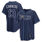 Kooe T.Bay Rays #13 Junior Caminero Player Navy Home Limited Stitched Jerseys
