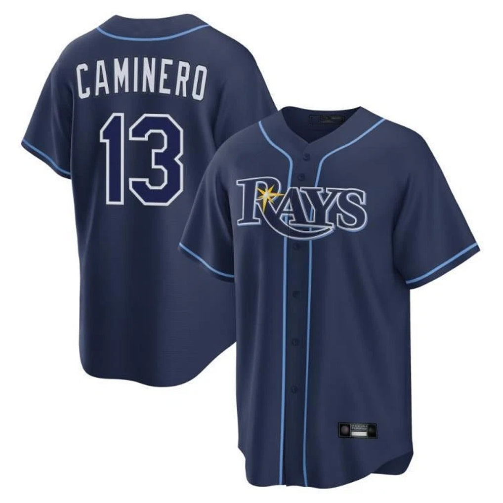 Kooe T.Bay Rays #13 Junior Caminero Player Navy Home Limited Stitched Jerseys