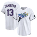 Kooe T.Bay Rays #13 Junior Caminero Player White City Connect Home Stitched Jerseys