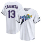 Kooe T.Bay Rays #13 Junior Caminero Player White City Connect Home Stitched Jerseys