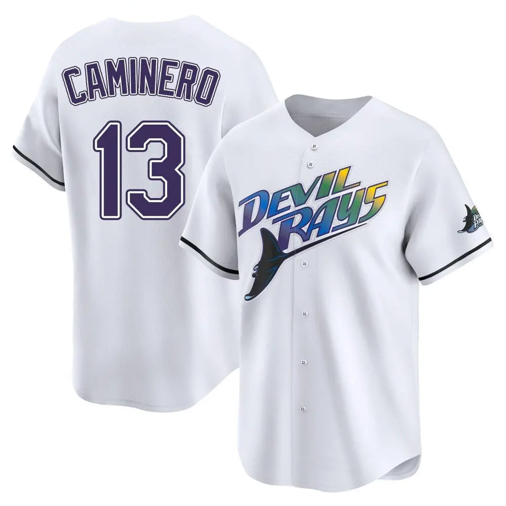 Kooe T.Bay Rays #13 Junior Caminero Player White City Connect Home Stitched Jerseys